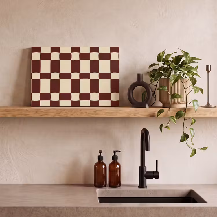 Retro - Patroon - Bruin canvas 2cm klein 34 -sfeer3