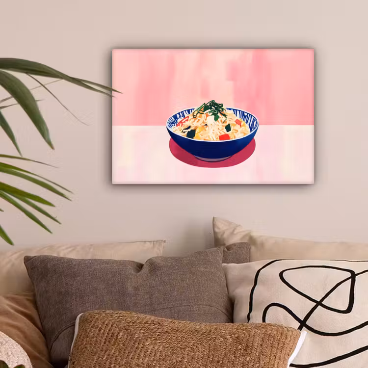 Rijst - Illustratie - Kom - Groente canvas 2cm klein -sfeer1