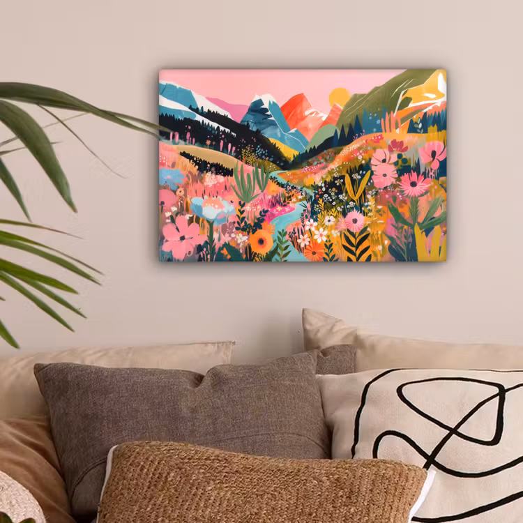 Rivier - Diepte - Bloemen canvas 2cm klein -sfeer1