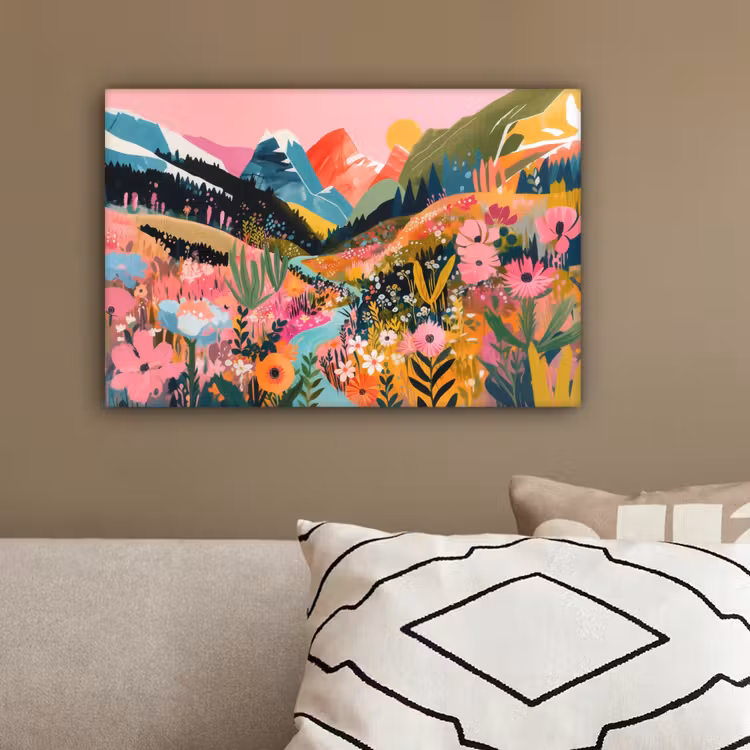 Rivier - Diepte - Bloemen canvas 2cm klein -sfeer3