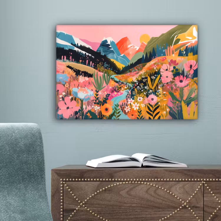 Rivier - Diepte - Bloemen canvas 2cm klein -sfeer4