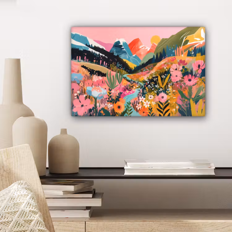Rivier - Diepte - Bloemen canvas 2cm klein -sfeer6