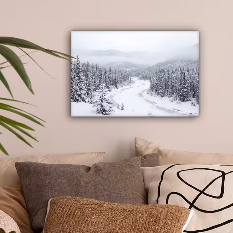Rivier - Bevroren - Landschap - Winter canvas 2cm klein -sfeer1
