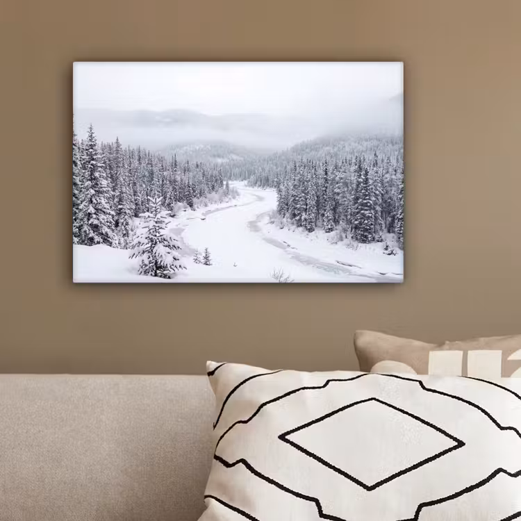 Rivier - Bevroren - Landschap - Winter canvas 2cm klein -sfeer3