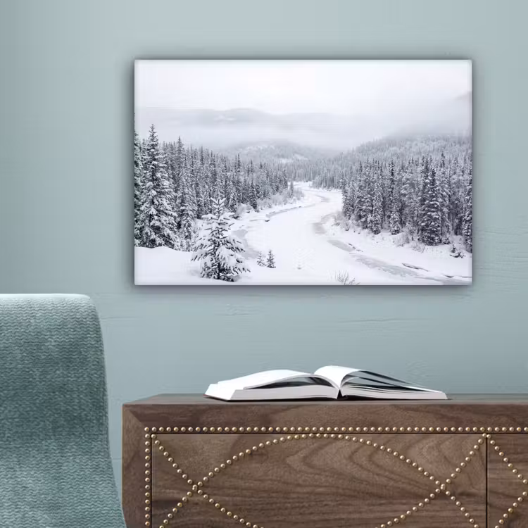 Rivier - Bevroren - Landschap - Winter canvas 2cm klein -sfeer4