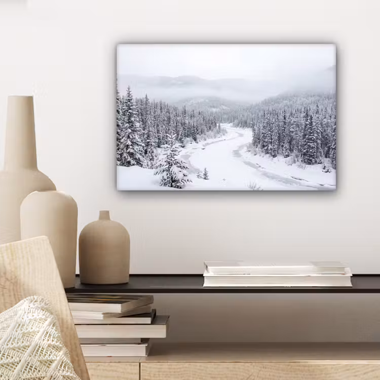 Rivier - Bevroren - Landschap - Winter canvas 2cm klein -sfeer6