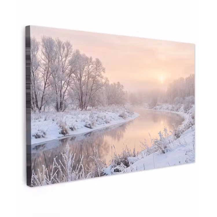 Rivier - Winter - Landschap - Sneeuw - Zonsopgang canvas 2cm klein -z3d