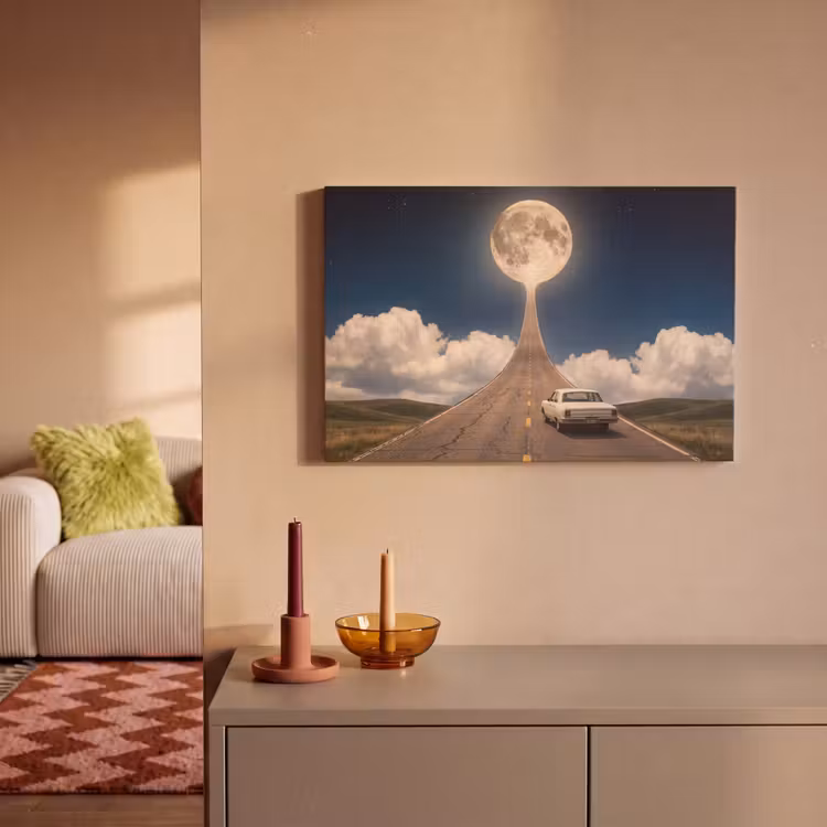 Canvas Print - Road - Moon - Night - Weg - Maan - Nacht canvas 2cm klein