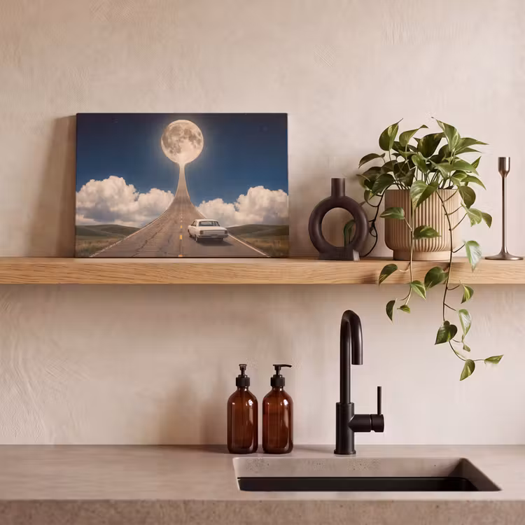 Canvas Print - Road - Moon - Night - Weg - Maan - Nacht canvas 2cm klein