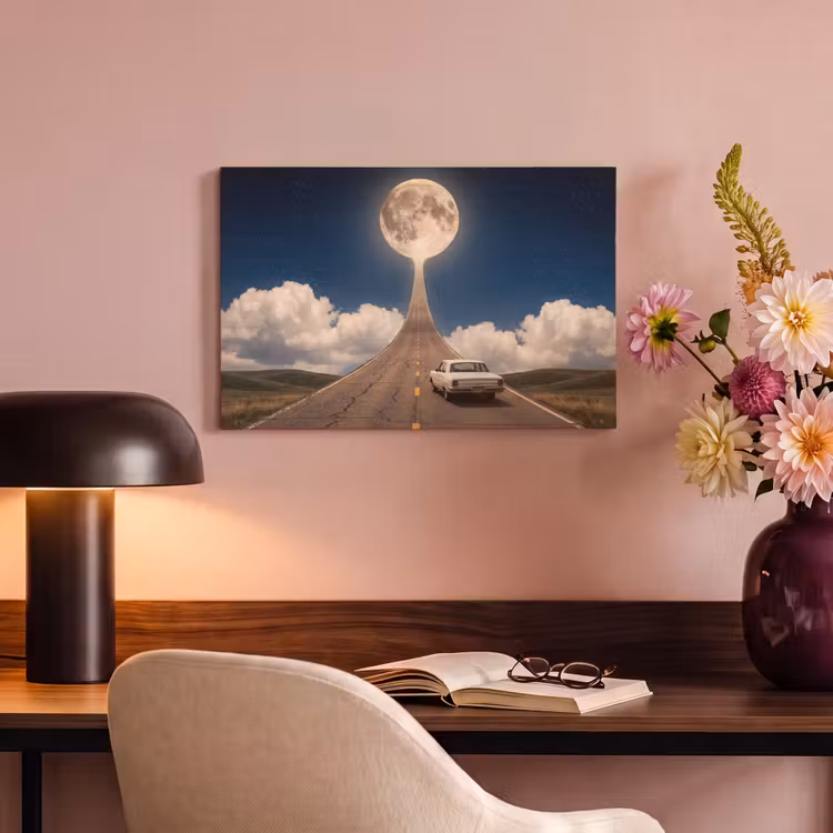 Canvas Print - Road - Moon - Night - Weg - Maan - Nacht canvas 2cm klein