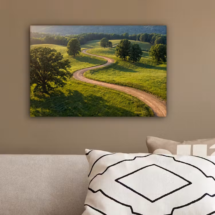 Weg - Weide - Natuur - Groen canvas 2cm klein -sfeer3