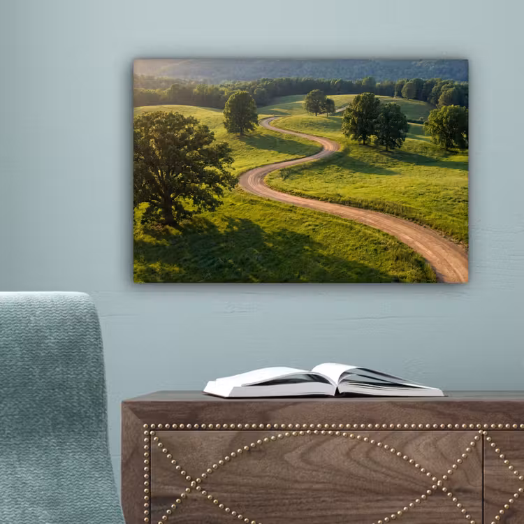 Weg - Weide - Natuur - Groen canvas 2cm klein -sfeer4