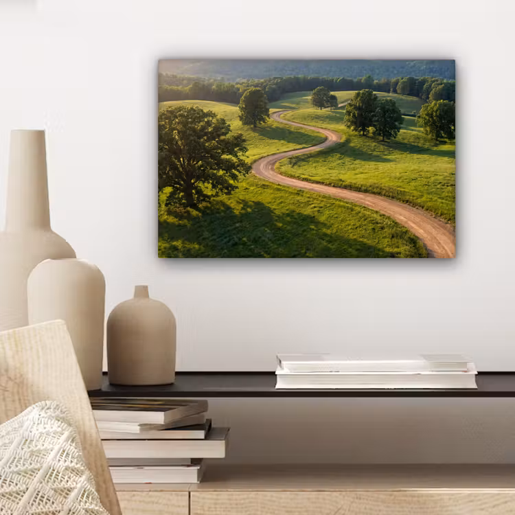 Weg - Weide - Natuur - Groen canvas 2cm klein -sfeer6