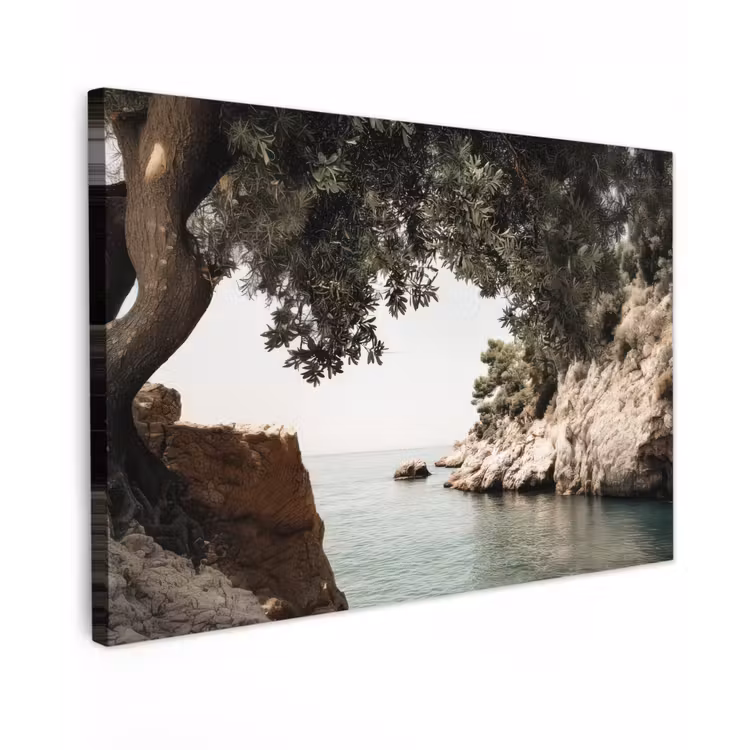 Rotsen - Zee - Boom - Groen canvas 2cm klein -z3d