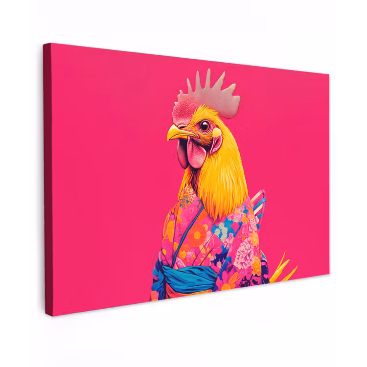 Haan - Kleurrijk - Kimono - Roze canvas 2cm klein -z3d
