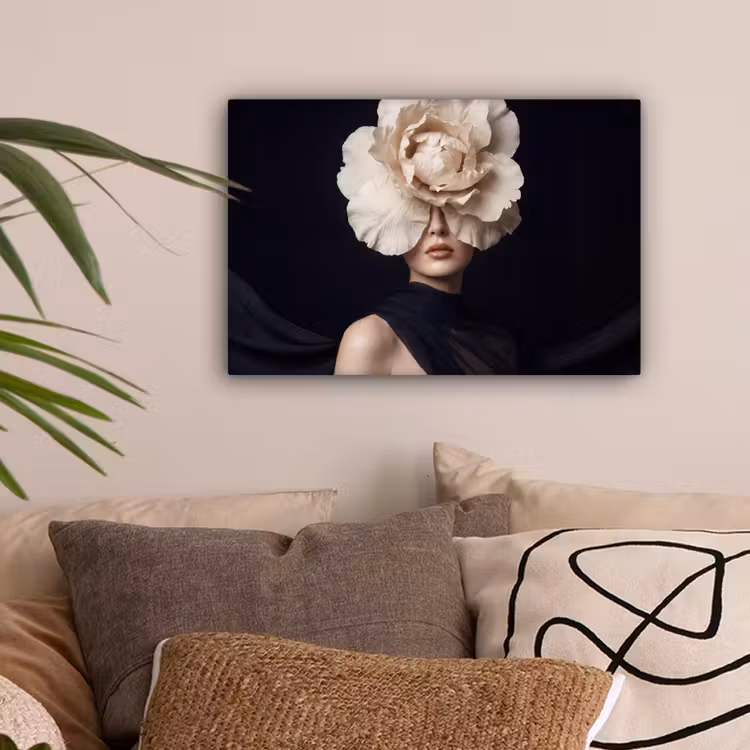 Roos - Tijdloos - Zwart canvas 2cm klein -sfeer1