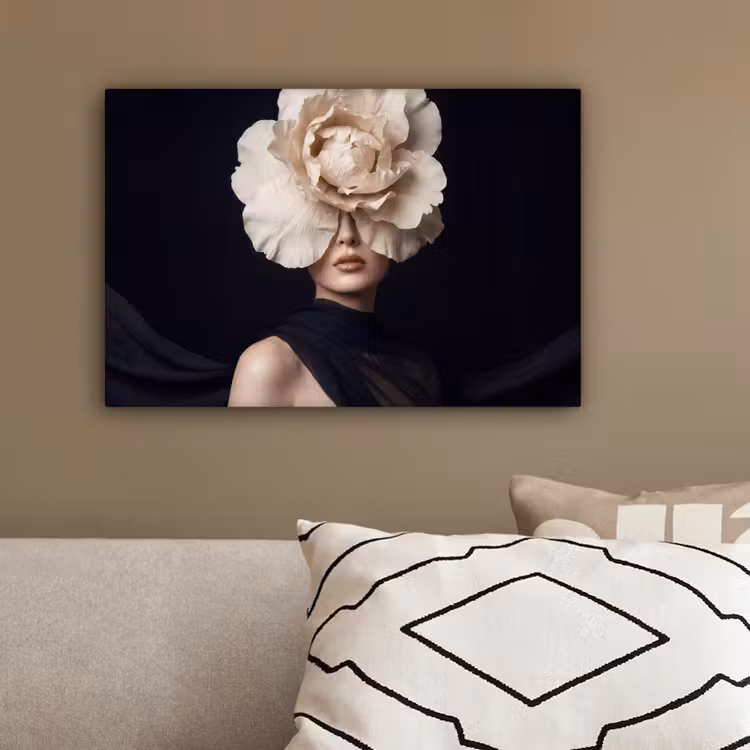 Roos - Tijdloos - Zwart canvas 2cm klein -sfeer3