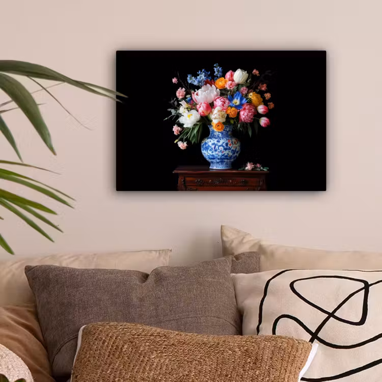 Rozen - Bloemen - Vaas - Boeket canvas 2cm klein -sfeer1