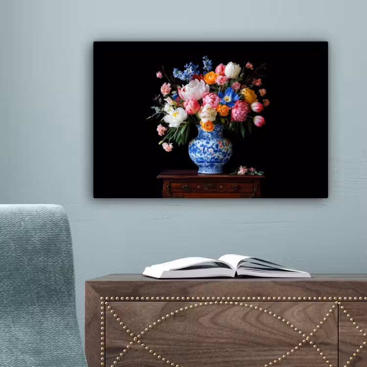 Rozen - Bloemen - Vaas - Boeket canvas 2cm klein -sfeer4