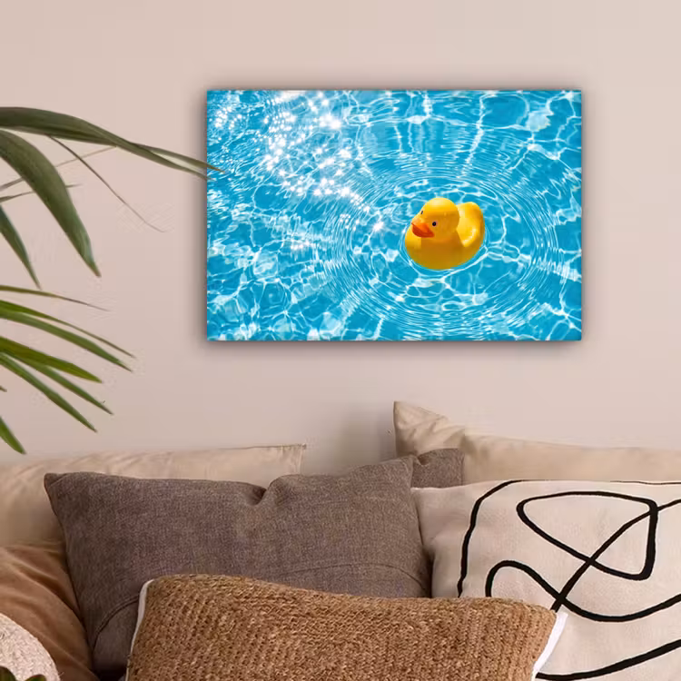 Badeend - Dobberen - Blauw canvas 2cm klein -sfeer1