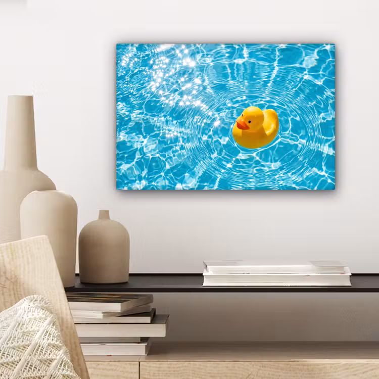Badeend - Dobberen - Blauw canvas 2cm klein -sfeer6