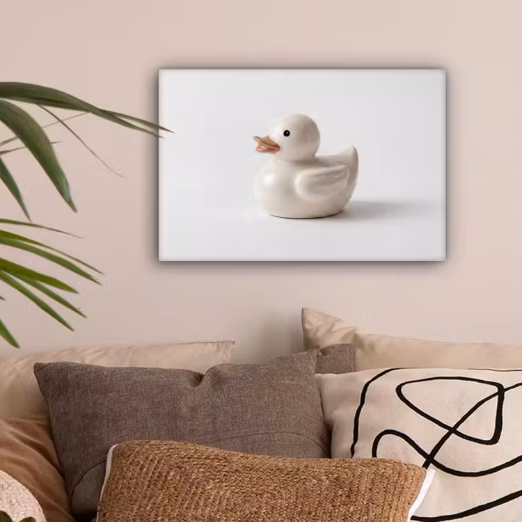 Badeend - Minimalistisch - Wit canvas 2cm klein -sfeer1