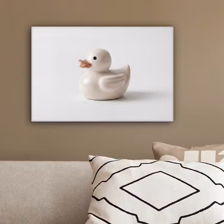 Badeend - Minimalistisch - Wit canvas 2cm klein -sfeer3