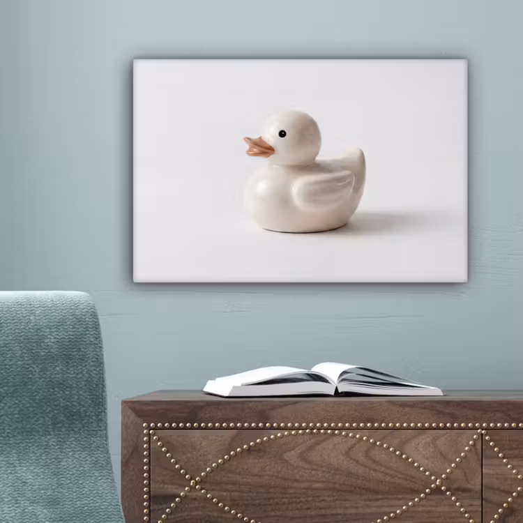 Badeend - Minimalistisch - Wit canvas 2cm klein -sfeer4