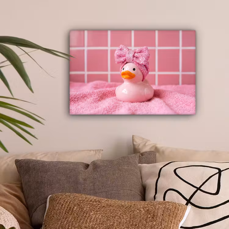 Badeend -Strik - Roze canvas 2cm klein -sfeer1