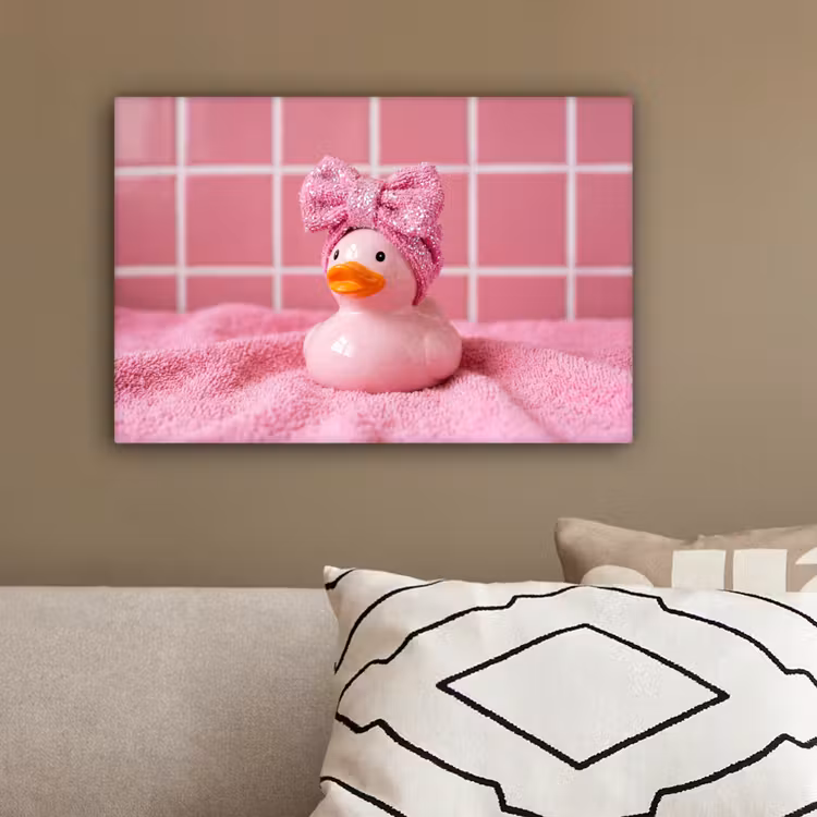 Badeend -Strik - Roze canvas 2cm klein -sfeer3