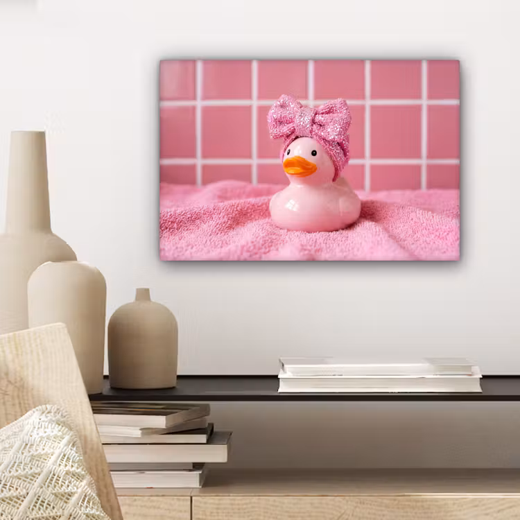 Badeend -Strik - Roze canvas 2cm klein -sfeer6