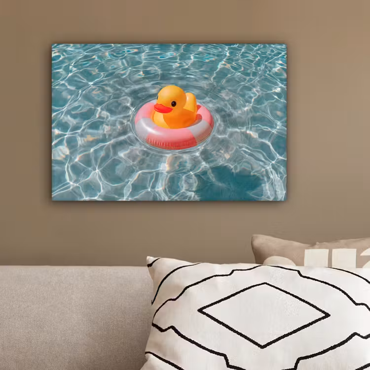 Badeend - Zwemband - Geel canvas 2cm klein -sfeer3