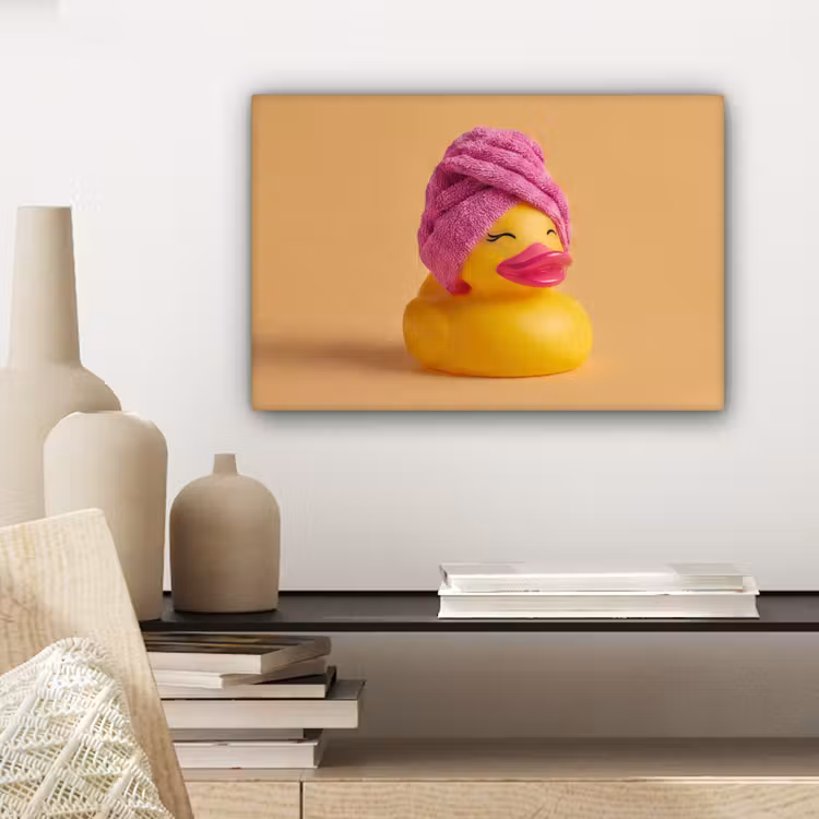 Badeend - Handdoek - Kleurrijk canvas 2cm klein -sfeer6