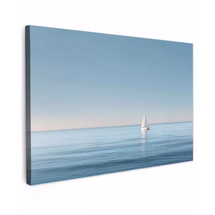 Zeilbootje - Kalme zee - Helderblauwe hemel canvas 2cm klein -z3d