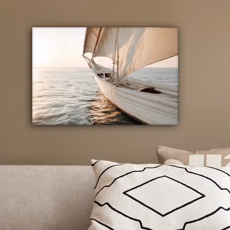 Zeilboot - Zee - Beige - Zon canvas 2cm klein -sfeer3