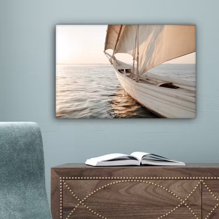 Zeilboot - Zee - Beige - Zon canvas 2cm klein -sfeer4