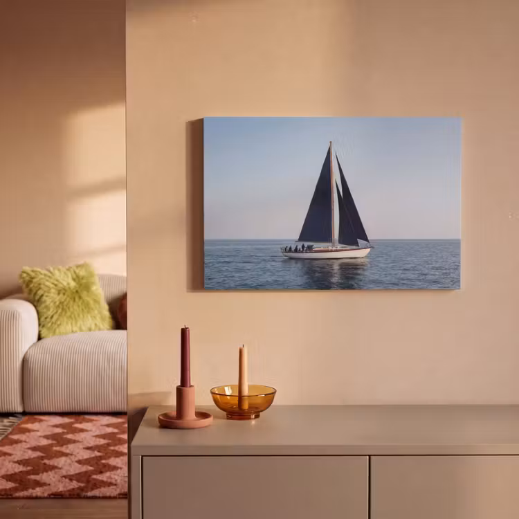 Zeilboot - Zee - Blauw canvas 2cm klein -sfeer1