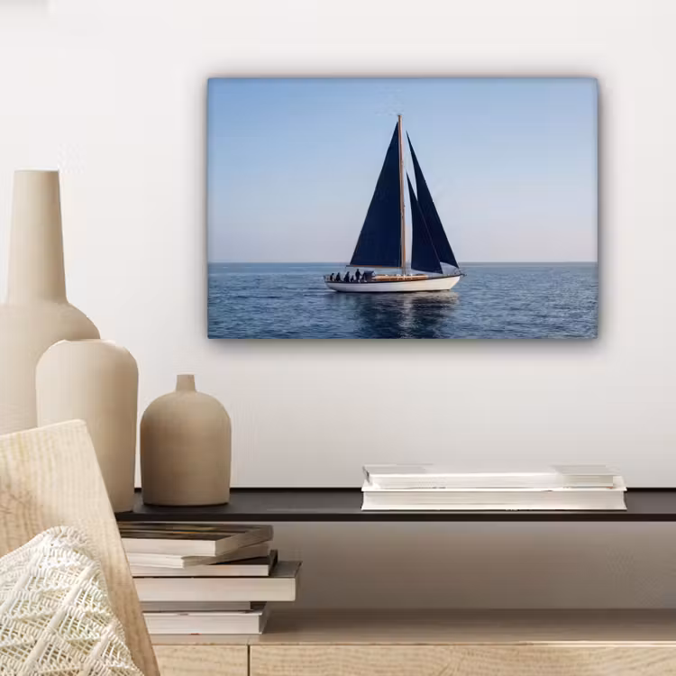 Zeilboot - Zee - Blauw canvas 2cm klein -sfeer6