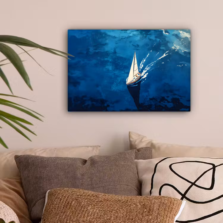 Zeilboot - Water - Abstract - Schaduw canvas 2cm klein -sfeer1