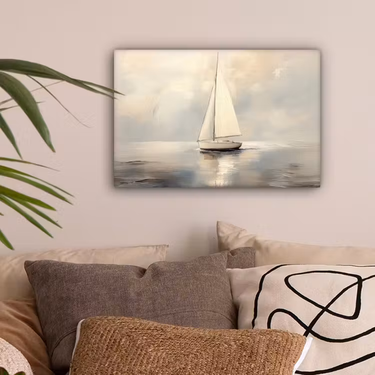 Zeilschip - Zee - Bewolkt canvas 2cm klein -sfeer1