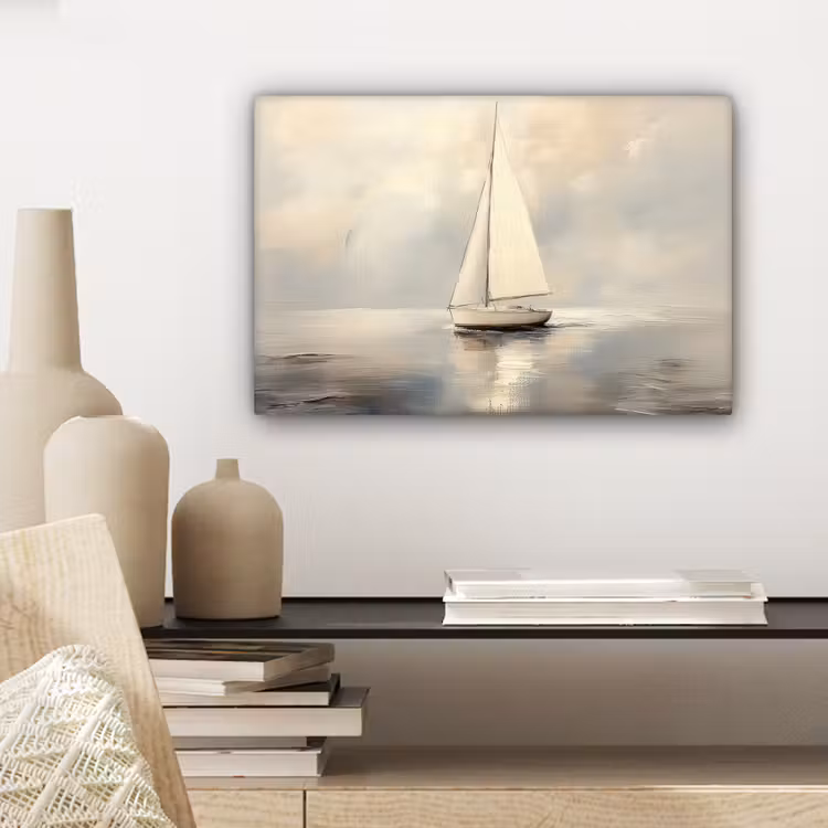 Zeilschip - Zee - Bewolkt canvas 2cm klein -sfeer6