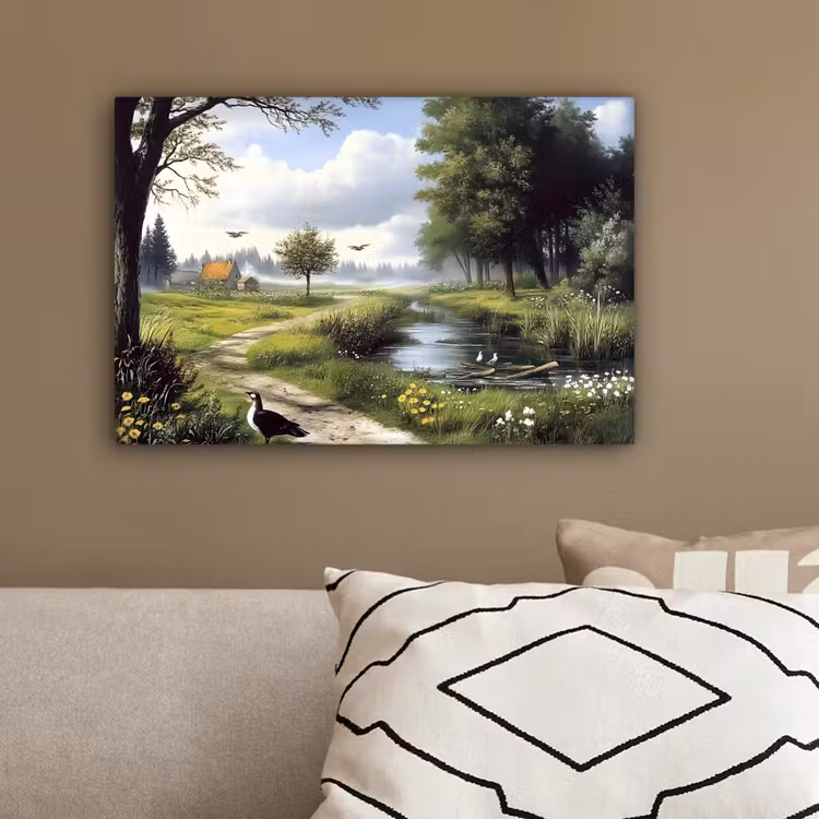 Zandpad - Groen landschap - Water canvas 2cm klein -sfeer3