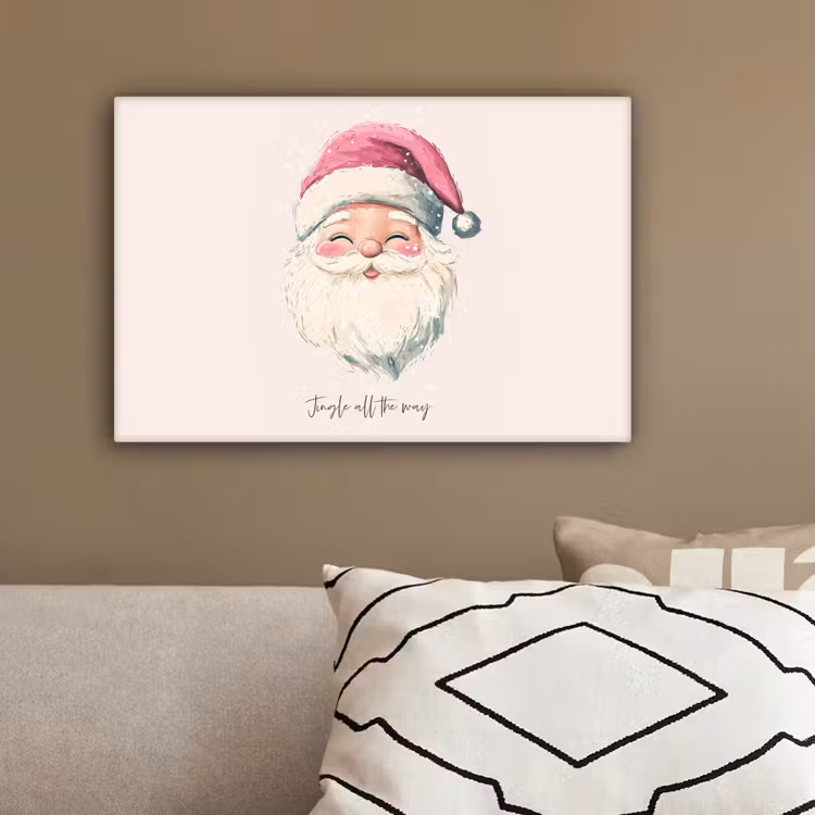 Kerstman - Kerst - Quote - Beige canvas 2cm klein -sfeer3