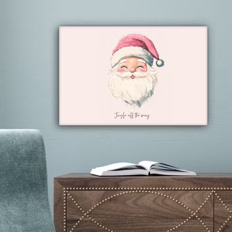 Kerstman - Kerst - Quote - Beige canvas 2cm klein -sfeer4