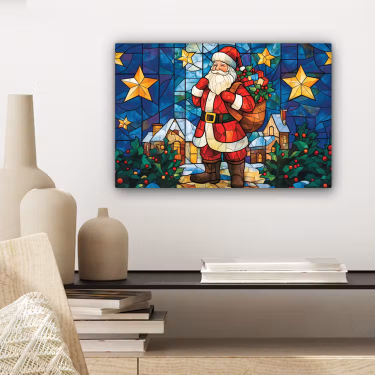 Kerstman - Glas - Kleurrijk canvas 2cm klein -sfeer6