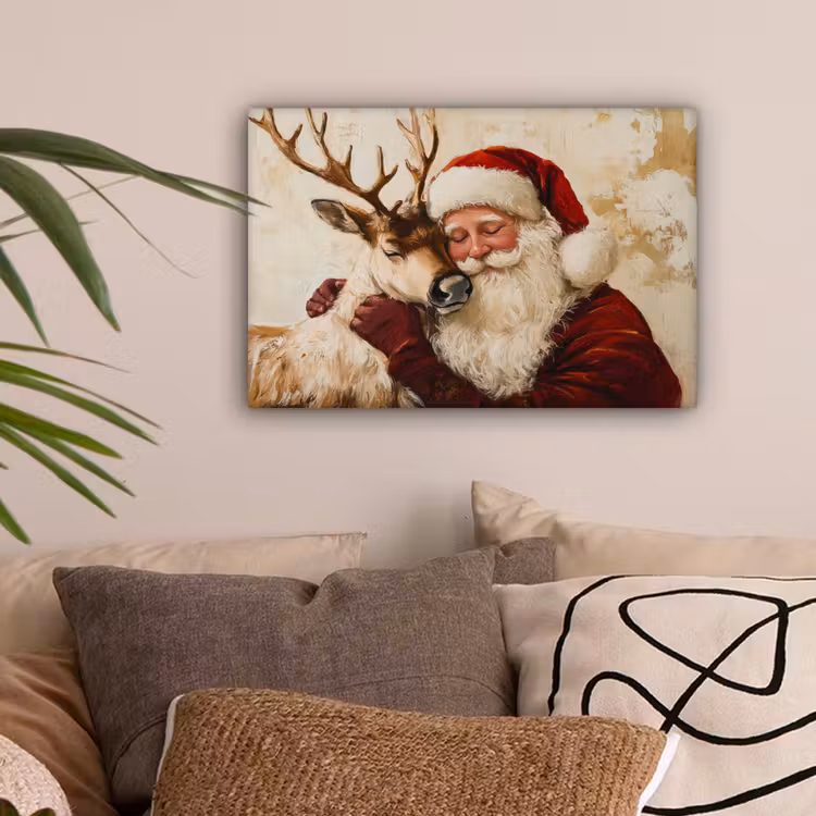 Kerstman - Rendier - Kerst - Christmas canvas 2cm klein -sfeer1