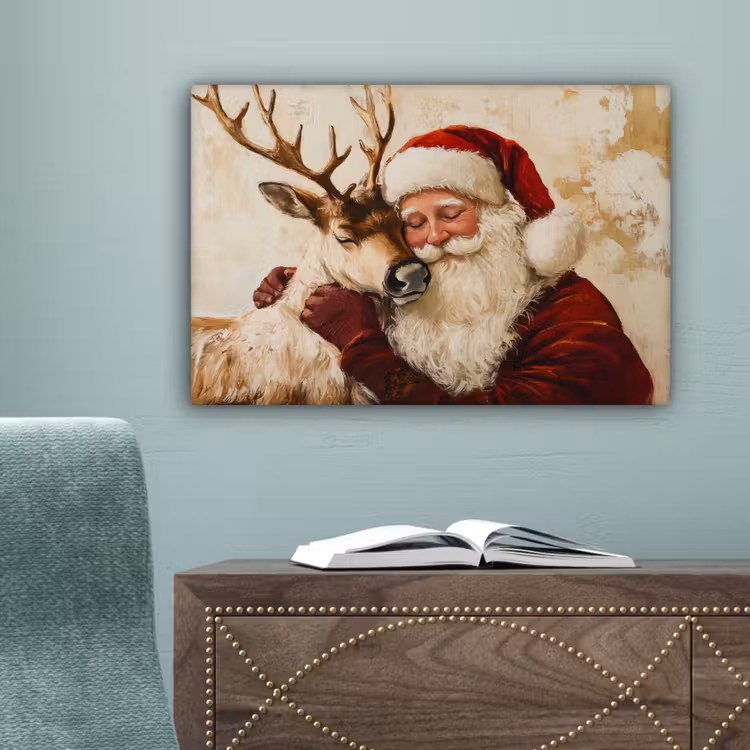 Kerstman - Rendier - Kerst - Christmas canvas 2cm klein -sfeer4
