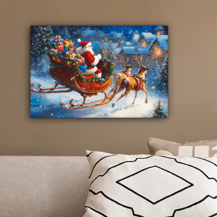 Kerstman - Rendier - Kerst - Sneeuw canvas 2cm klein -sfeer3