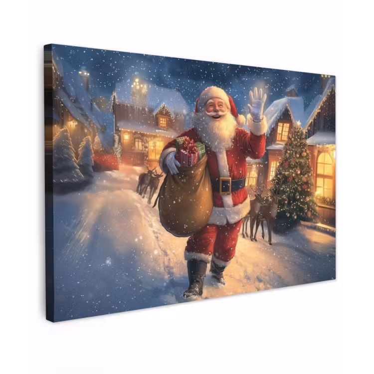 Kerstman - Dorp - Hert - Donker canvas 2cm klein -z3d