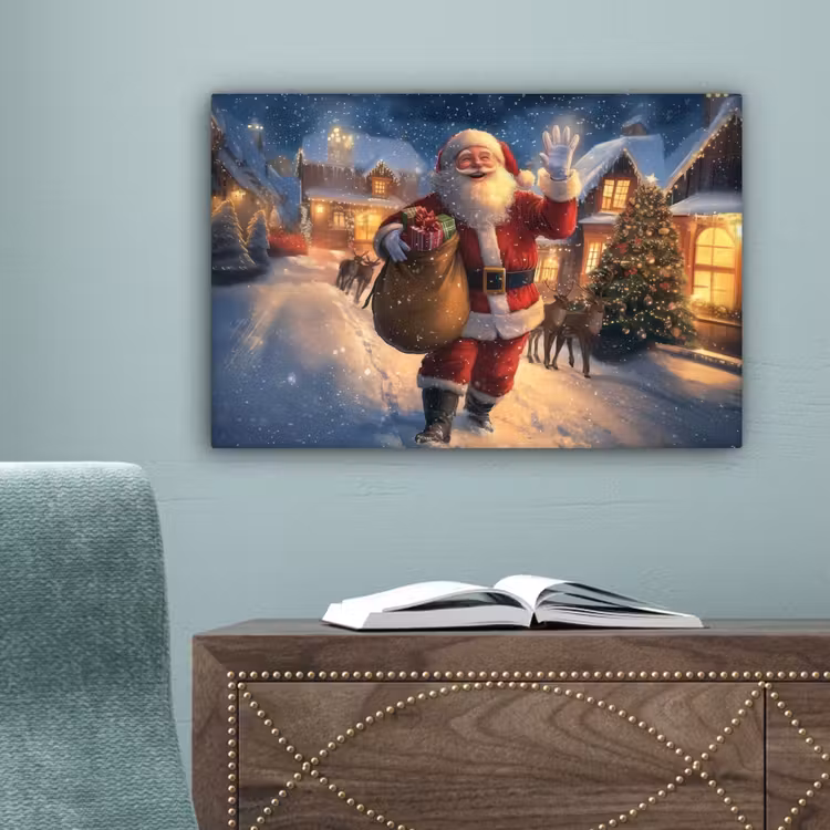 Kerstman - Dorp - Hert - Donker canvas 2cm klein -sfeer4